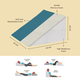 ADMIRAE memory foam wedge cushion with soft breathable cover for elevated head and leg support