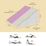 ADMIRAE memory foam wedge cushion with soft breathable cover and high resilience foam for back support