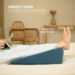 Memory foam wedge cushion used for used for elevated head legs back support elevation providing