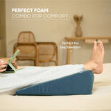 Memory foam wedge cushion used for used for elevated head legs back support elevation providing
