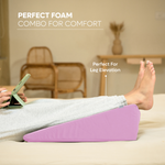 ADMIRAE memory foam wedge cushion in pink used for leg elevation and comfort support