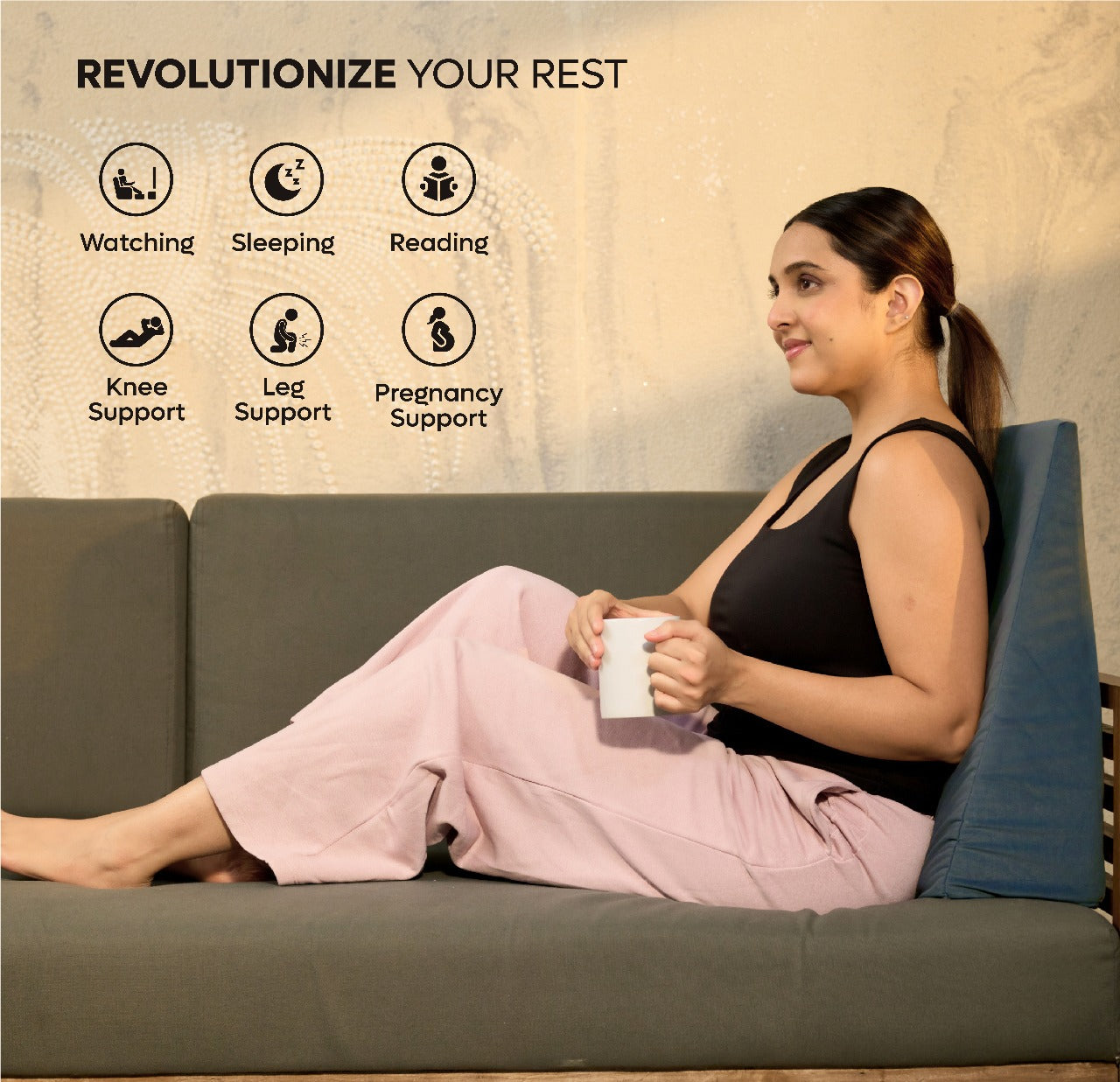 ADMIRAE memory foam wedge cushion for back support pregnancy support acid reflux