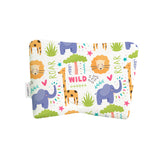ADMIRAE newborn baby head shaping pillow with colorful animal prints featuring elephants lions and giraffes