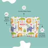 ADMIRAE newborn baby head shaping pillow with animal print providing neck and spine support and preventing flat head syndrome