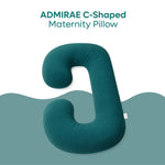 ADMIRAE C-shaped maternity pregnancy pillow in teal for comfortable prenatal support