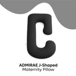 ADMIRAE J-shaped black pregnancy pillow designed for maternity comfort and support