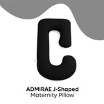 ADMIRAE black J-shaped maternity pregnancy pillow designed for comfortable support during pregnancy