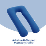 Admirae U-Shaped pregnancy pillow in blue for maternity comfort and support