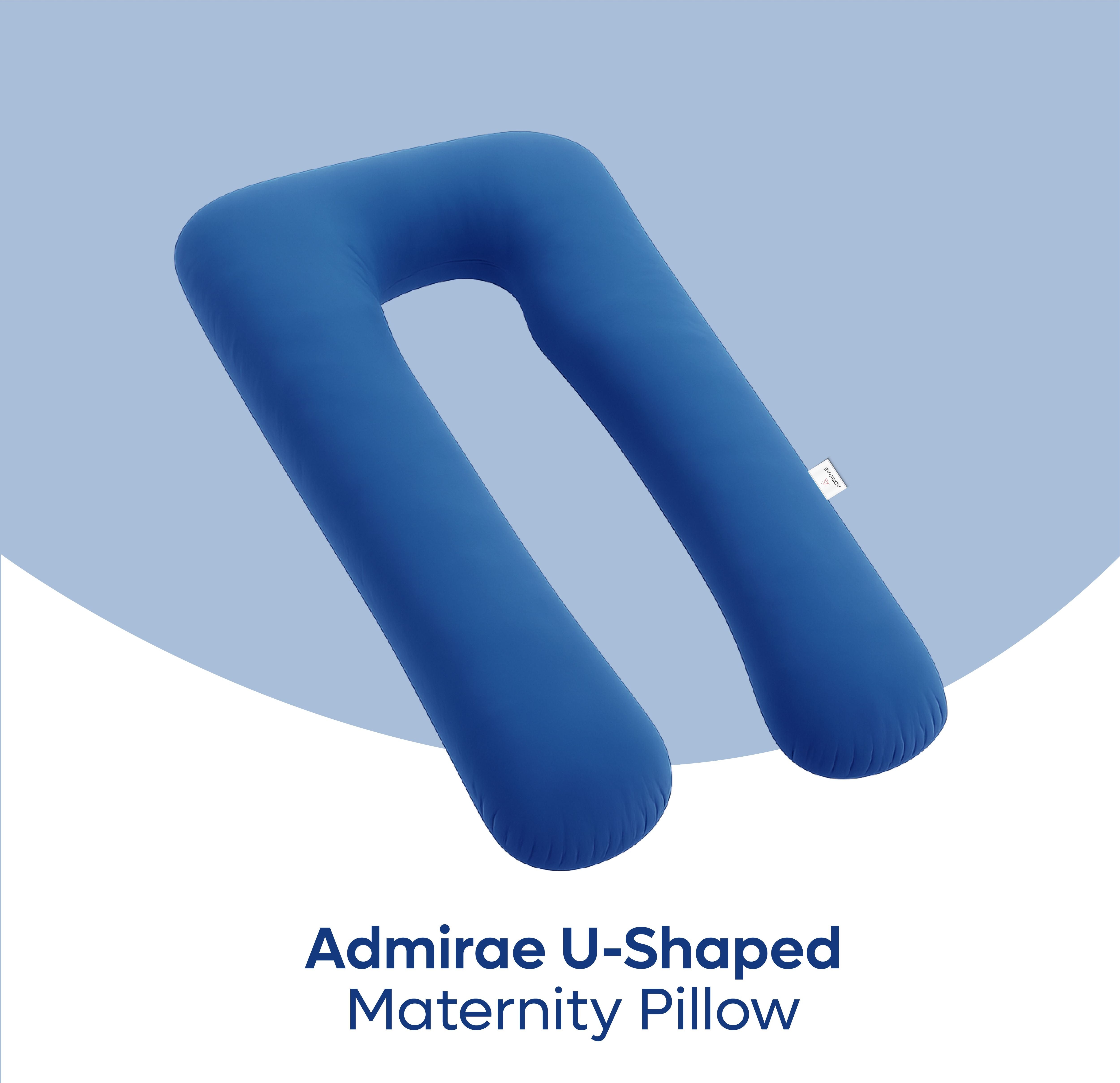 Admirae U-Shaped pregnancy pillow in blue for maternity comfort and support