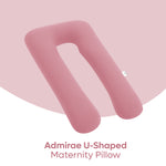 Admirae U-shaped maternity pregnancy pillow in soft pink for added comfort and support