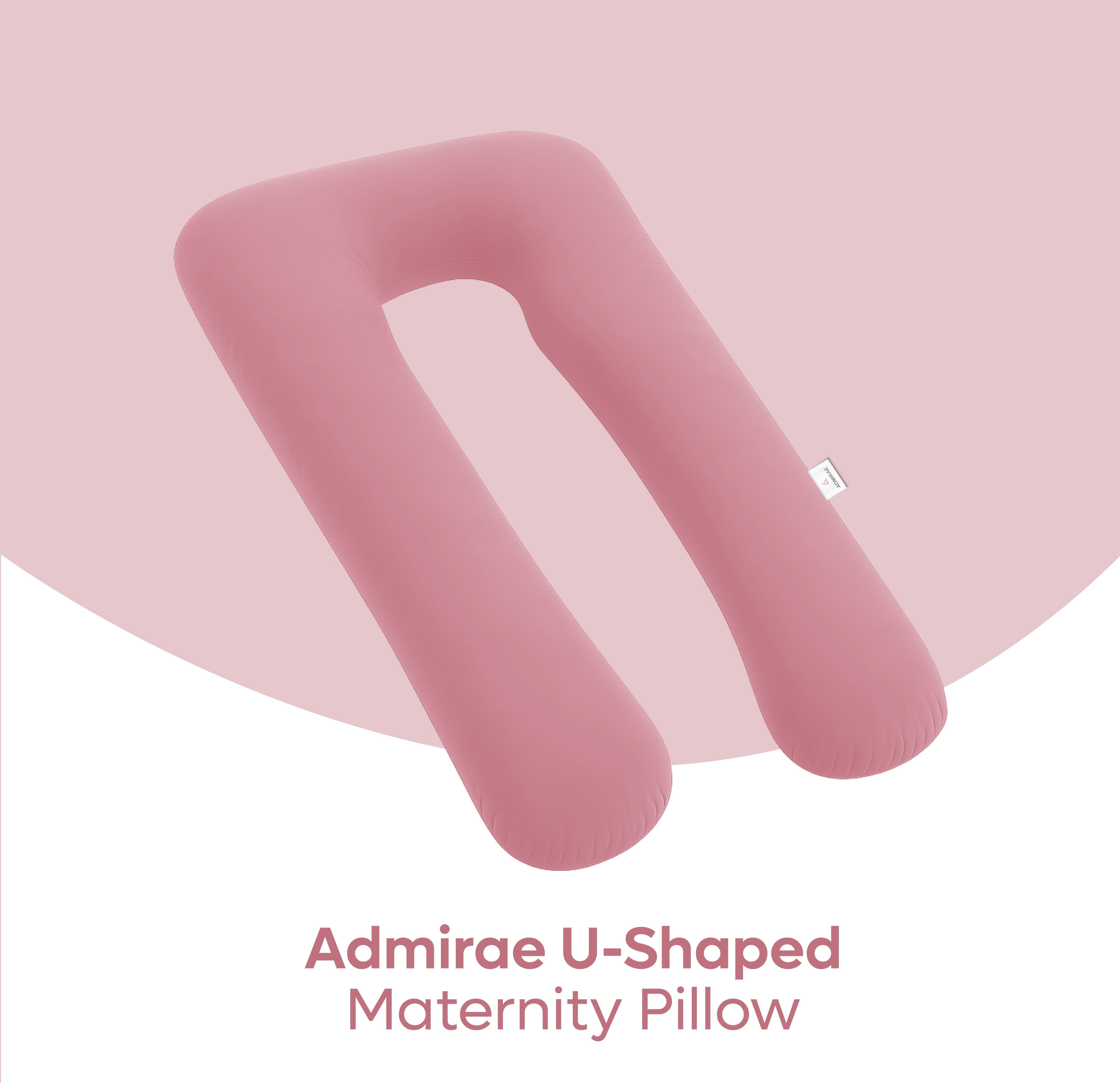 Admirae U-shaped maternity pregnancy pillow in soft pink for added comfort and support