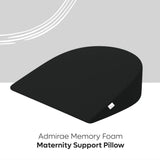 ADMIRAE black memory foam round pregnancy pillow designed for maternity support and comfort