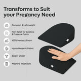 ADMIRAE black round pregnancy pillow made of 100 percent memory foam with compact, lightweight design and hypoallergenic fabric