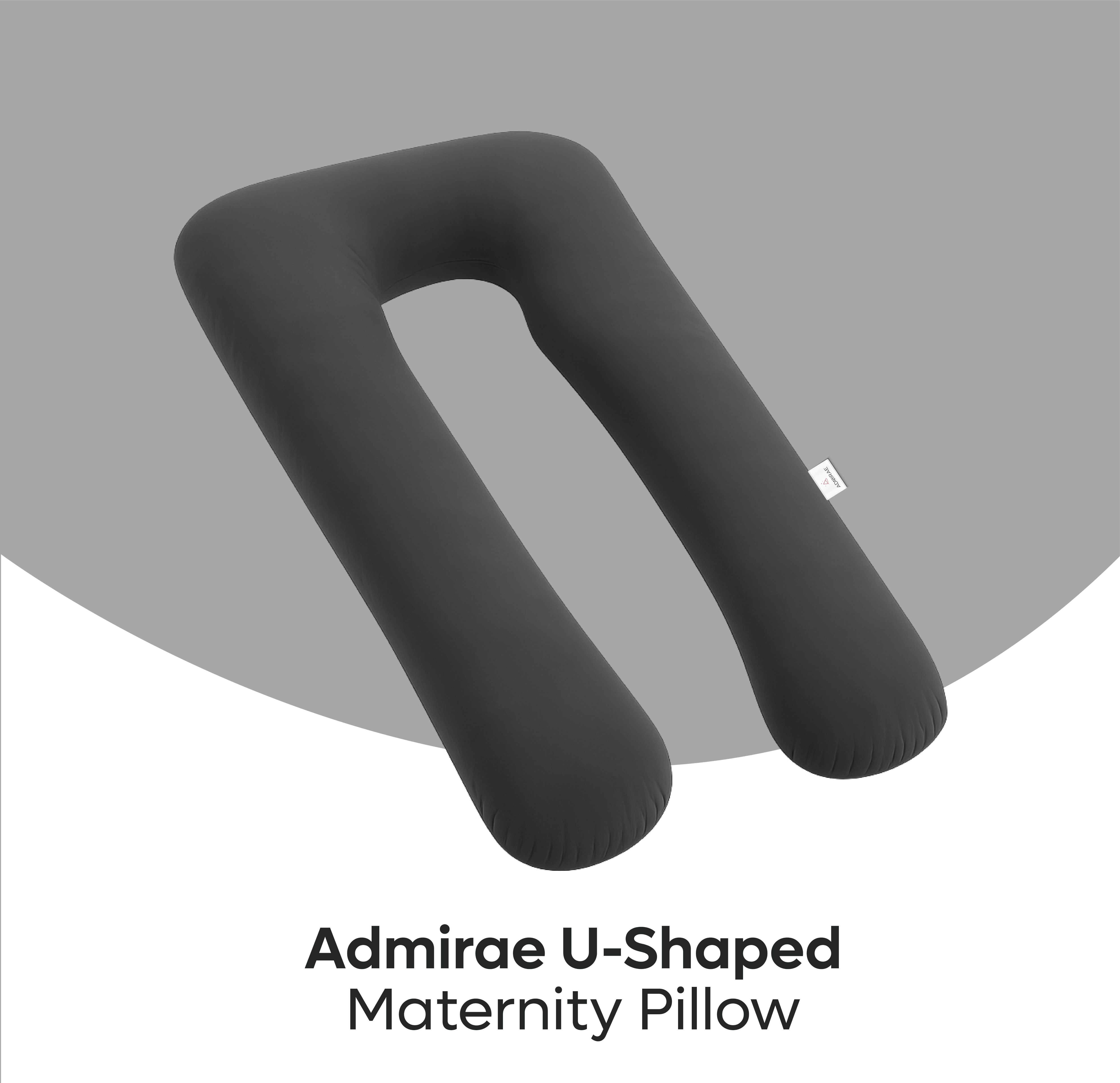 ADMIRAE U shape pregnancy pillow in dark gray designed for maternity support and comfort