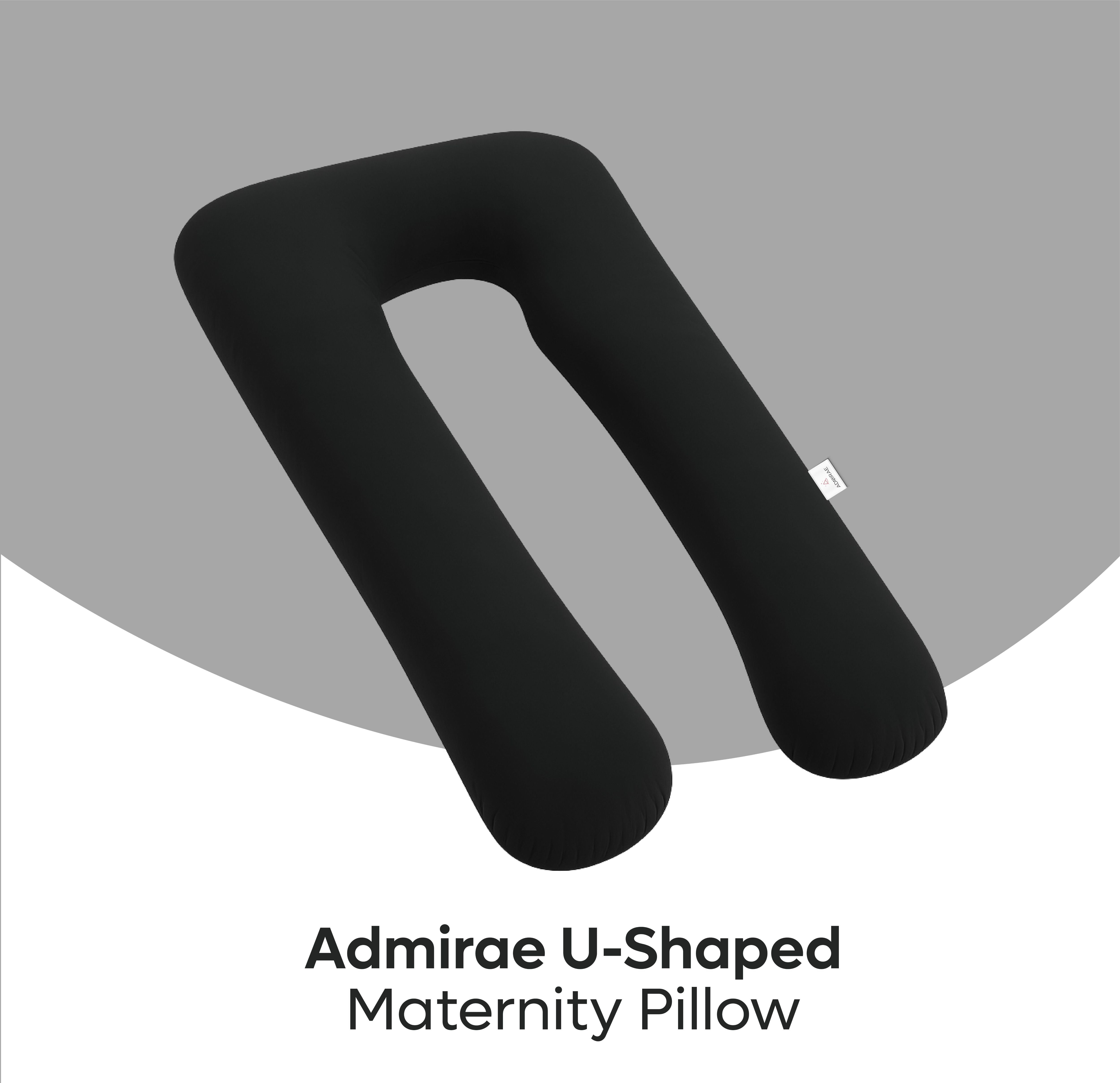 ADMIRAE black U shape pregnancy pillow designed for maternity comfort and support