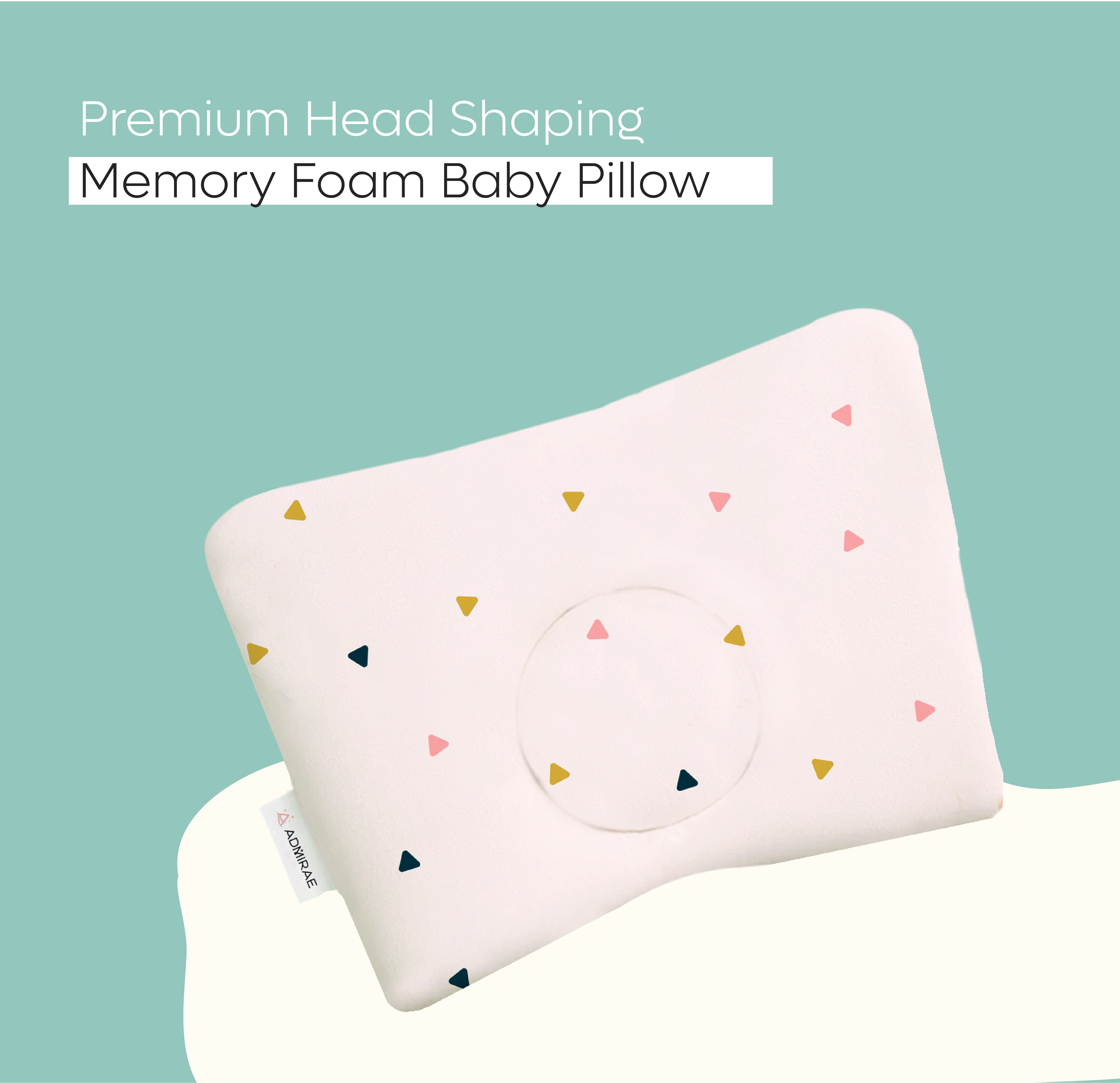 ADMIRAE memory foam head shaping Baby Pillow with colorful triangle patterns
