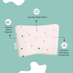 ADMIRAE head shaping Baby Pillow with comfortable fabric neck and spine support to prevent flat head syndrome