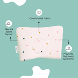 ADMIRAE head shaping Baby Pillow with comfortable fabric neck and spine support to prevent flat head syndrome