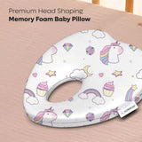 ADMIRAE Baby Pillow Heart Shape Pillow with Unicorn and Rainbow Print for Head Shaping