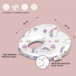 ADMIRAE Baby Pillow Heart Shape Pillow with unicorn print high resilient memory foam