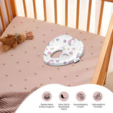 ADMIRAE Baby Pillow Heart Shape Pillow with unicorn pattern for gentle head and neck support in a baby crib