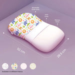 ADMIRAE memory foam baby pillow with breathable outer cover and inner cover, available in four fabric designs