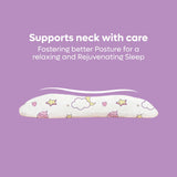 ADMIRAE memory foam baby pillow with pastel cloud and star pattern supports neck for better posture