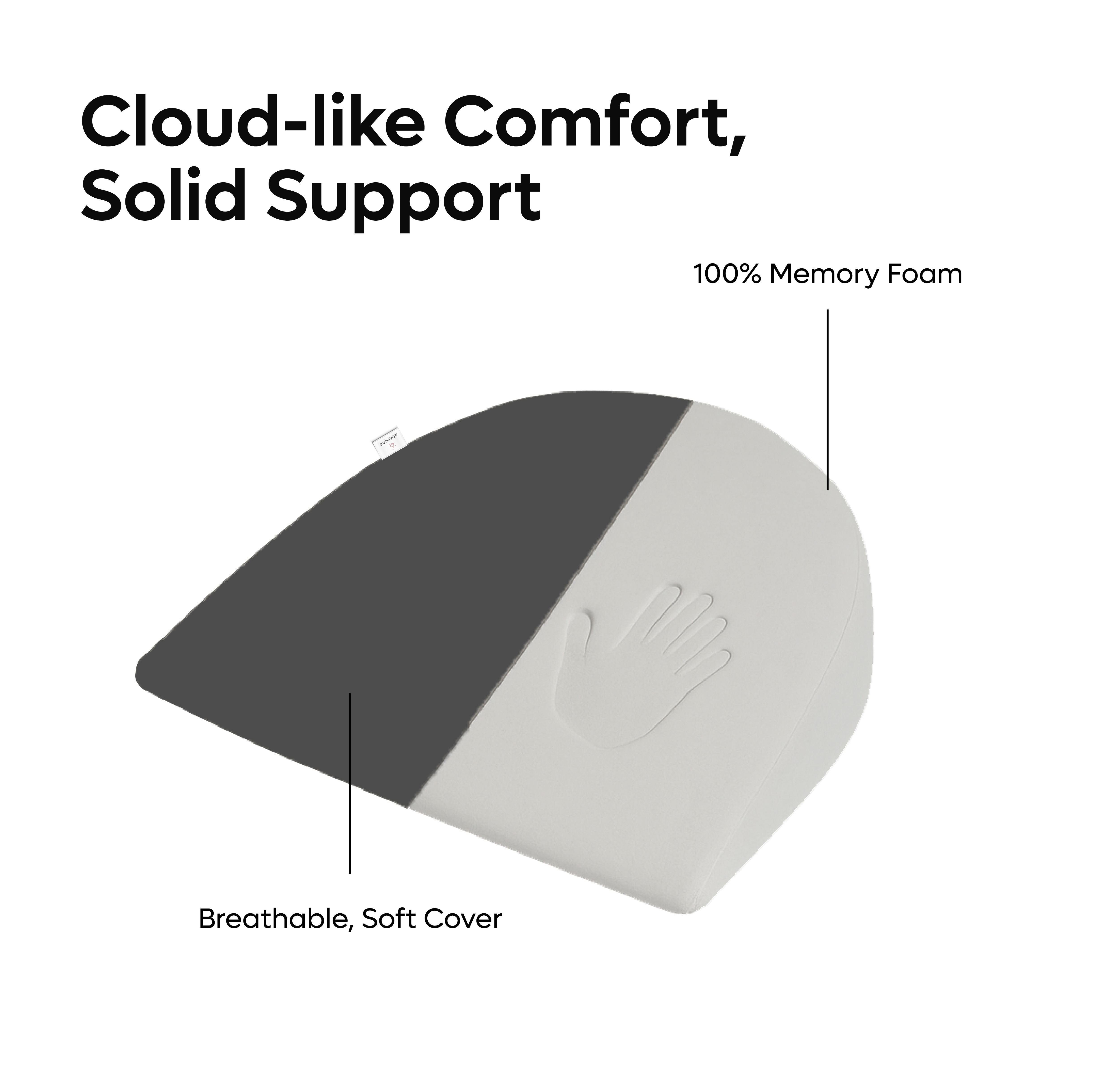 ADMIRAE pregnancy pillow with 100 percent memory foam and breathable soft cover for cloud-like comfort