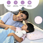 ADMIRAE memory foam toddler pillow with colorful pattern supporting healthy posture for boys and girls