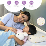 Memory Foam Toddler Pillow with moon and star pattern supporting healthy posture for boys and girls