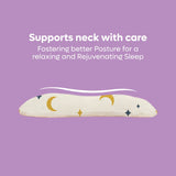 Memory Foam Toddler Pillow with moon and star pattern supporting neck for better posture
