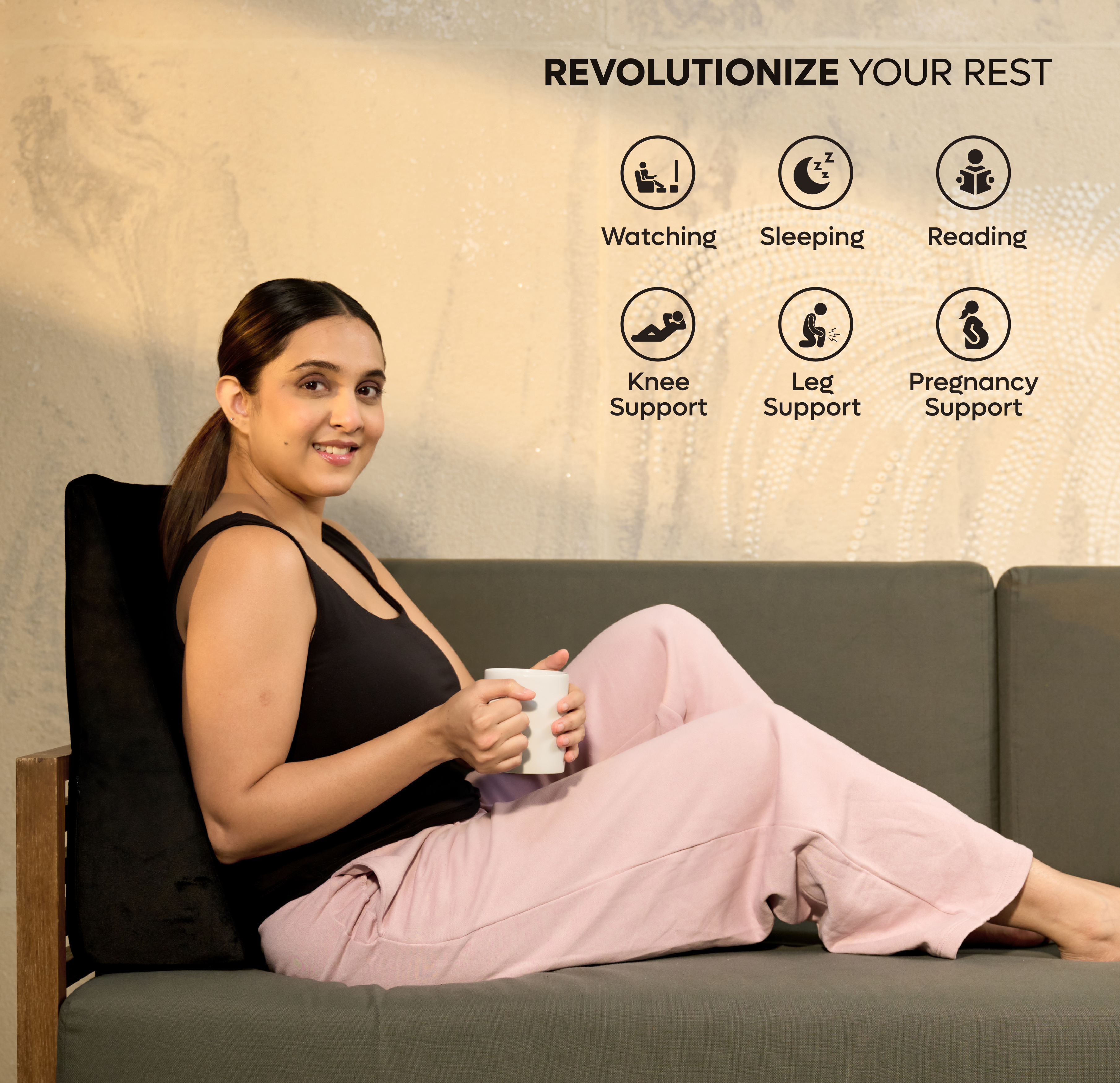 ADMIRAE memory foam wedge cushion for leg and back support pregnancy support acid reflux
