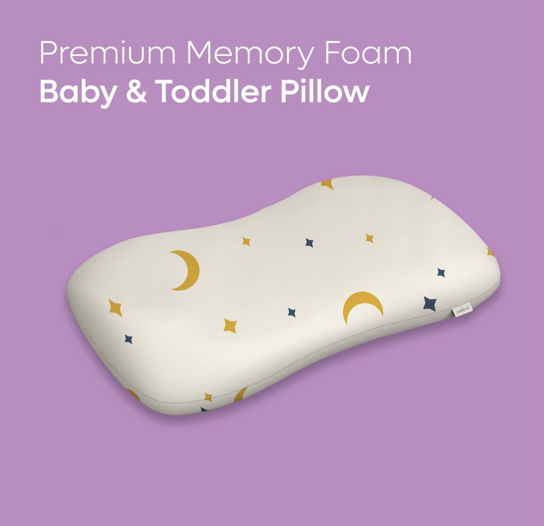 Memory Foam Toddler Pillow with moon and star print for babies and toddlers