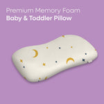 Memory Foam Toddler Pillow with moon and star print for babies and toddlers