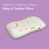 Memory Foam Toddler Pillow with moon and star print for babies and toddlers