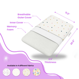 Admirae Premium Memory Foam Toddler Thin Pillow | Head, Neck & Back Support | Washable Removable Cover | Ideal for Sleeping, Reading & Resting | Age 2 to 9 Year | 20.5x11.5x2.5in | Triangle Print