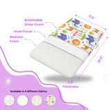 Admirae Premium Memory Foam Toddler Thin Pillow | Head, Neck & Back Support | Washable Removable Cover | Ideal for Sleeping, Reading & Resting | Age 2 to 9 Year | 20.5x11.5x2.5in | Animal Print