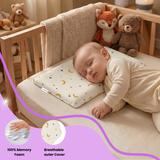 Admirae Premium Memory Foam Toddler Thin Pillow | Head, Neck & Back Support | Washable Removable Cover | Ideal for Sleeping, Reading & Resting | Age 2 to 9 Year | 20.5x11.5x2.5in | Moon and Star Print