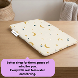 Admirae Premium Memory Foam Toddler Thin Pillow | Head, Neck & Back Support | Washable Removable Cover | Ideal for Sleeping, Reading & Resting | Age 2 to 9 Year | 20.5x11.5x2.5in | Moon and Star Print